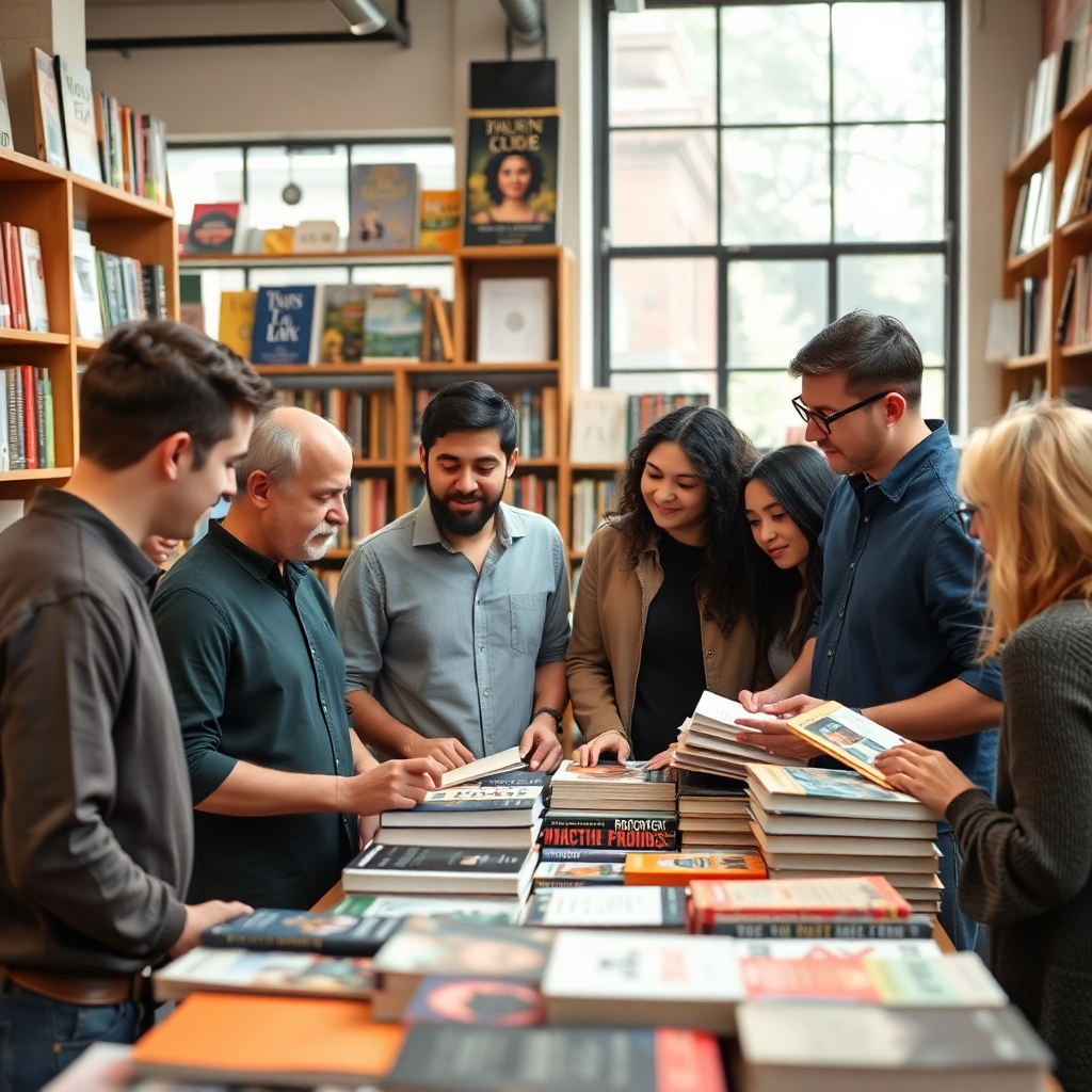 Founders meeting in indie bookstore